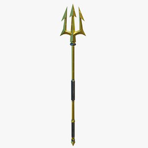 Trident Weapon GameReady Lowpoly PBR V-ray Arnold Textures Included