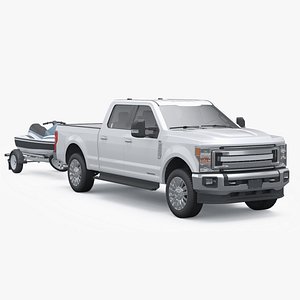 Pickup Truck with Trailer and Jet Ski 3D model