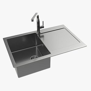 3D model Kitchen Sink Faucet 15 stainless steel