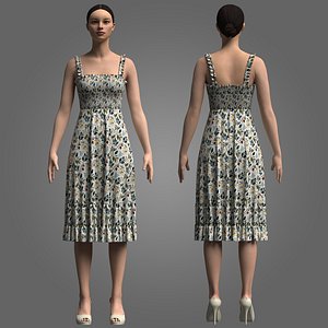 3D Female Smocked Dress
