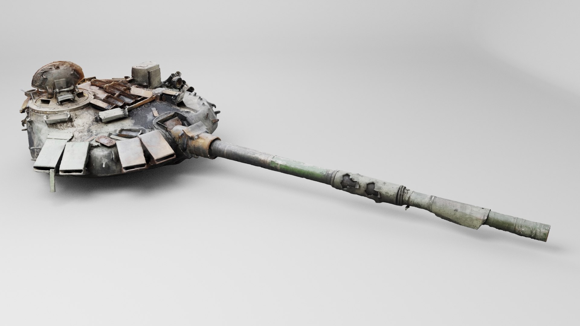 3D Turret Blown Off From Russian Tank Destroyed By Ukrainian Army Model 