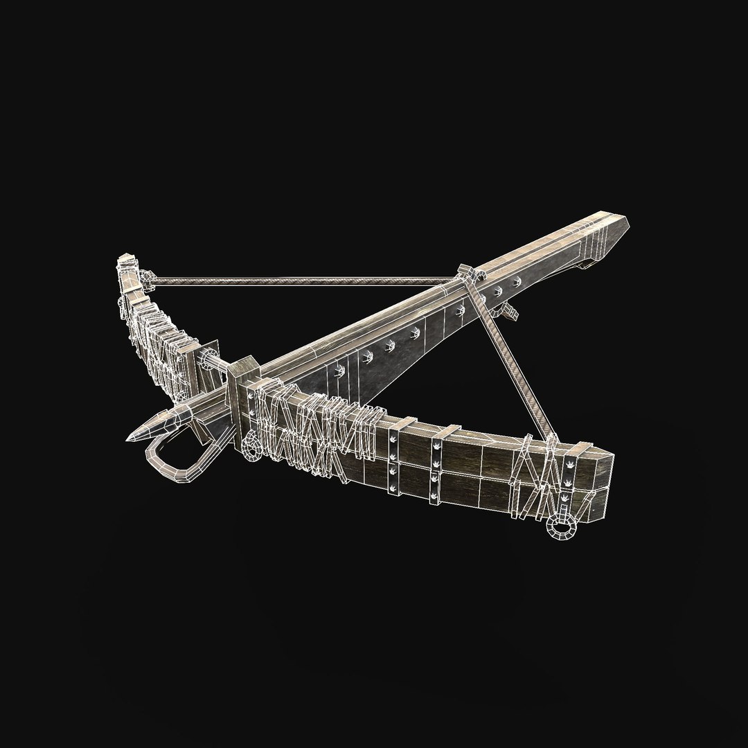 3D Model CROSSBOW GENERIC MEDIEVAL WEAPON ORC BALISTA HUNTER BOLT