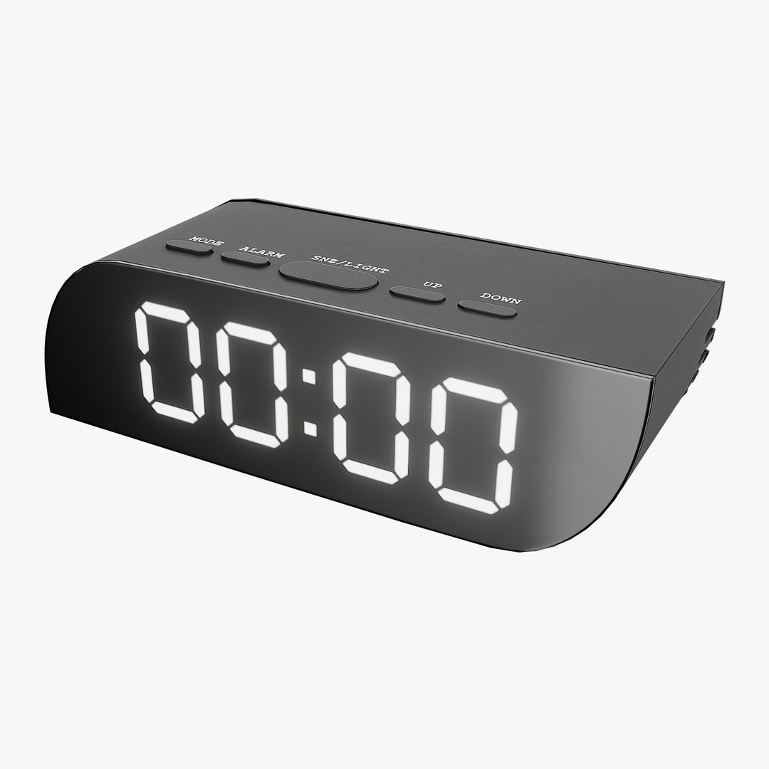 3D Modern Black Alarm Clock model TurboSquid 2083004