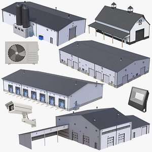 3D 5 Industrial Buildings Collection