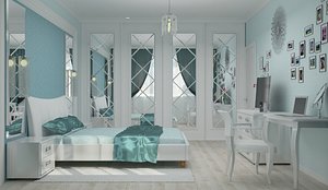 bedroom interior bed 3D model