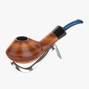 Smoking Pipe Half-bent Briar Wood 03 3D