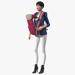 Woman with Baby Carrier Pink
