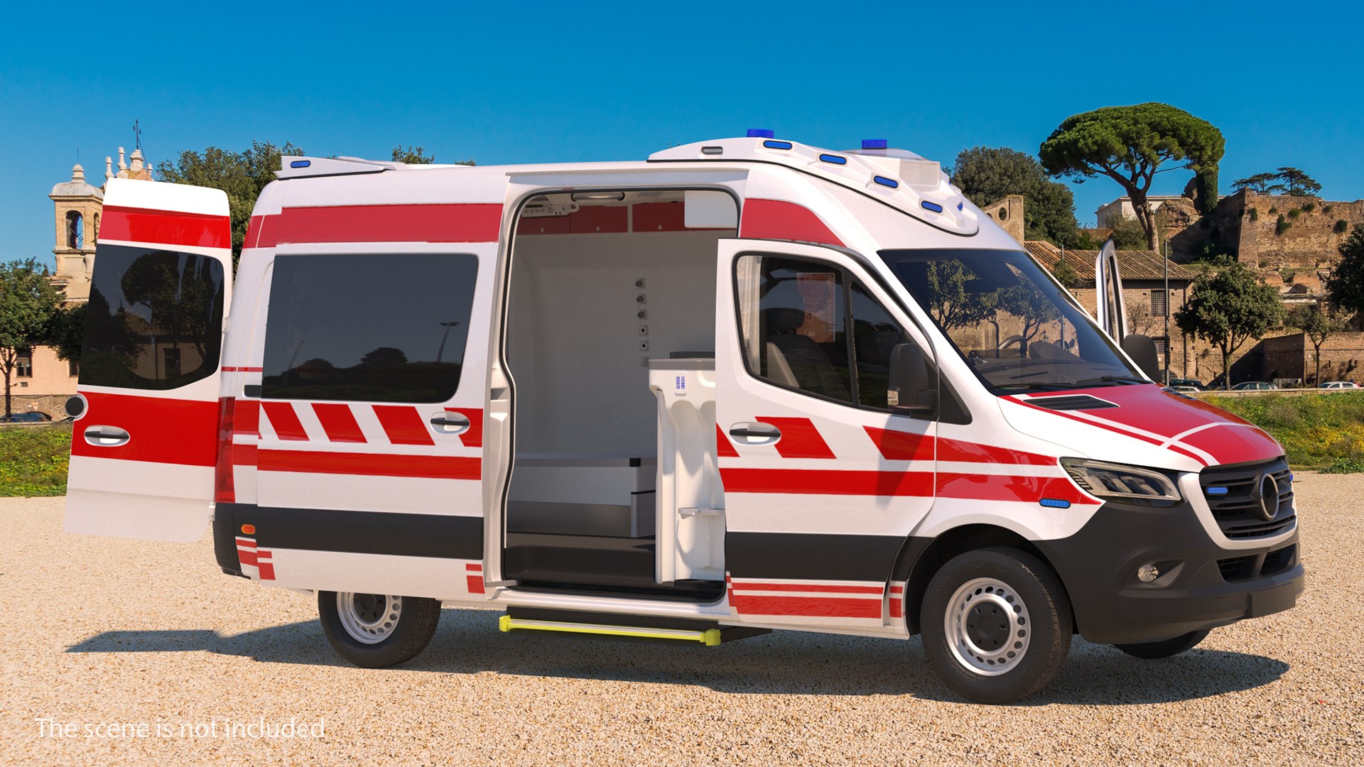 Paramedic Ambulance with Interior Rigged 3D model preview