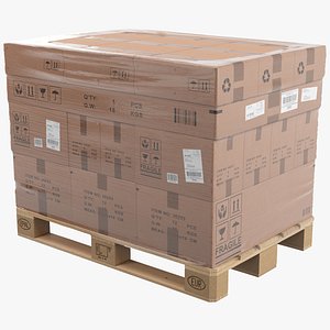 3D Pallet With Boxes