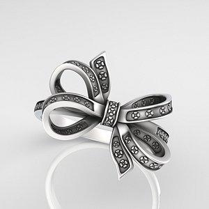 3D silver ring ribbon model