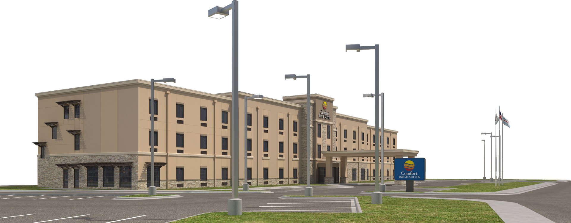 Comfort Inn Suites Site Model - TurboSquid 1334560