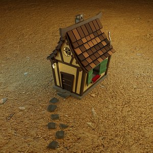 Simple Desert Witch House Low-poly 3D model