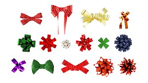 Decorative Ribbon Bow Set for Christmas and Gift Packaging 3D model