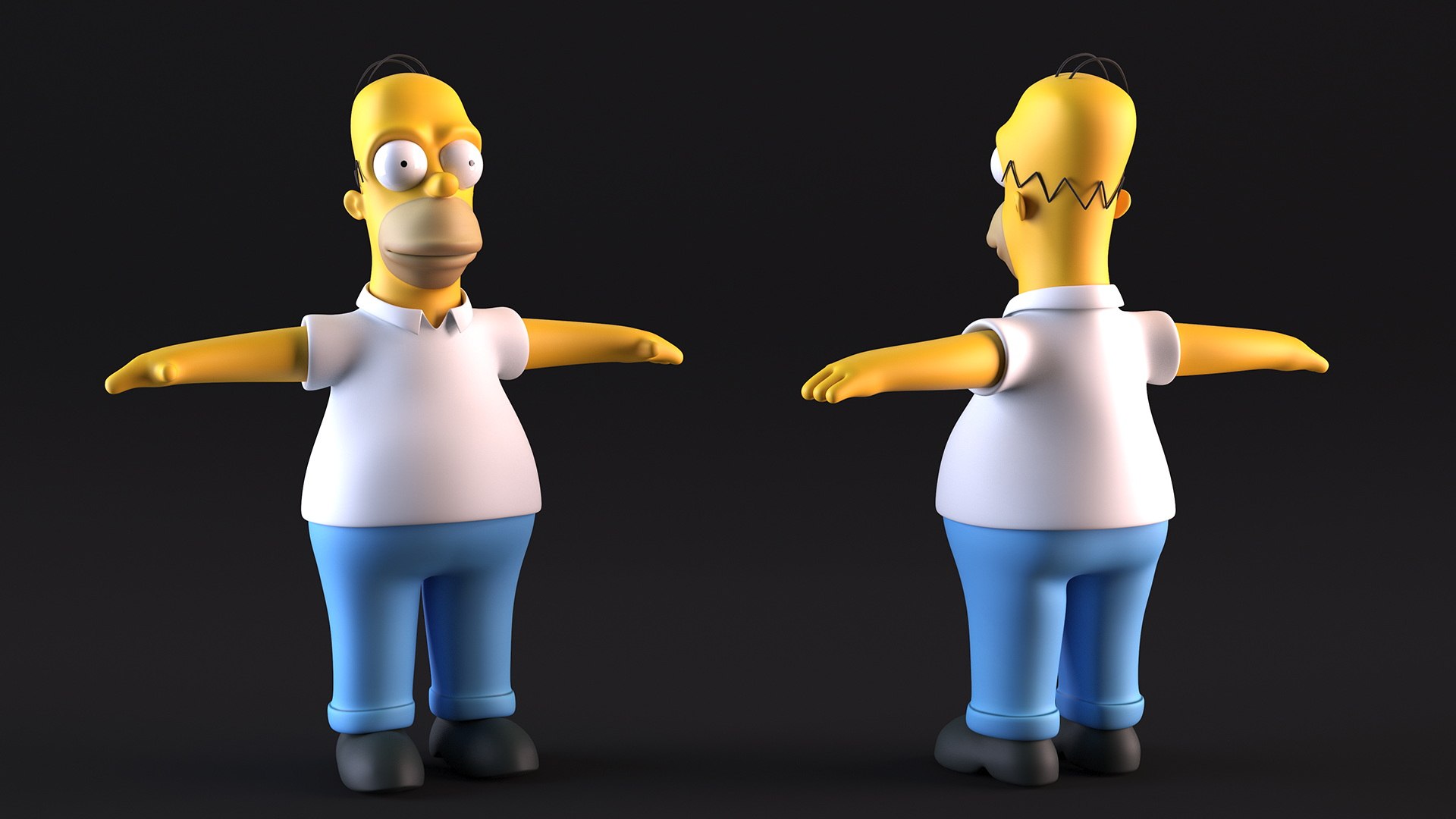 Cartoon Character Homer Simpson T Pose 3d Model Turbosquid 2163566