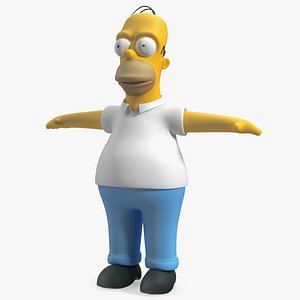 Cartoon Character Homer Simpson T-Pose 3D model