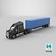 3D Generic Semi Truck with ISO Shipping Container Trailer