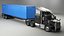 3D Generic Semi Truck with ISO Shipping Container Trailer