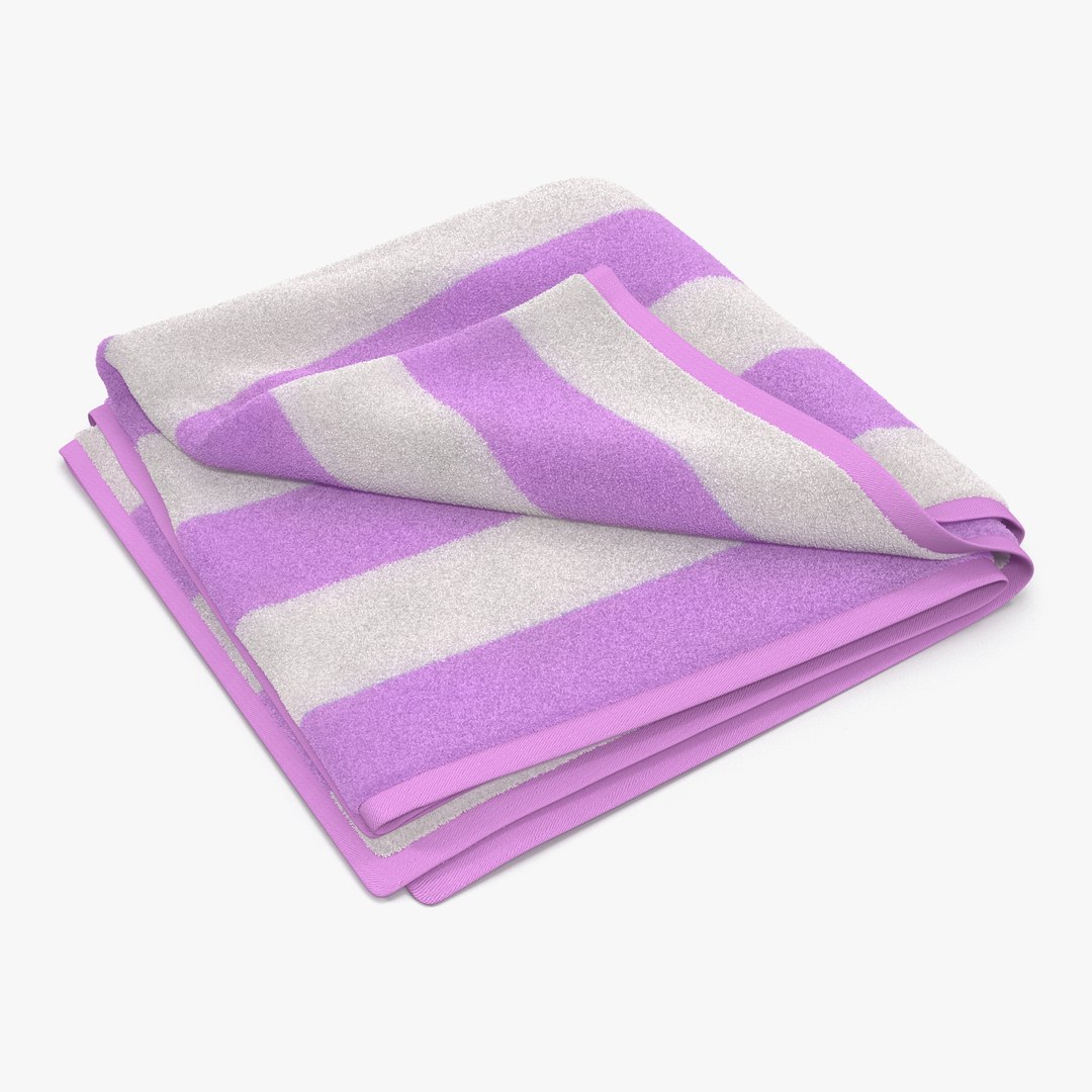 Beach Towel 2 Pink 3D Model 3D model preview