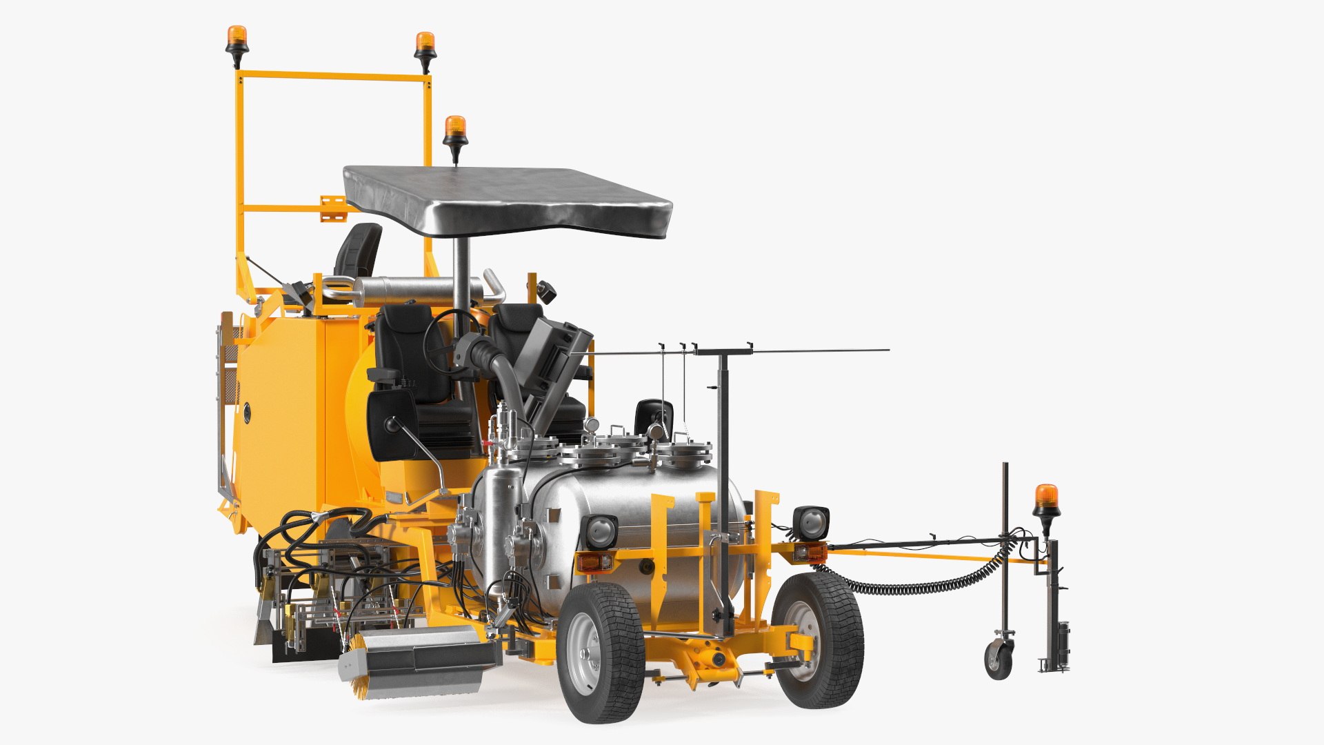 Road Line Marking Machine Rigged 3D model preview