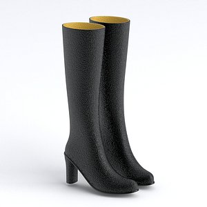 Knee Boots Black 3D