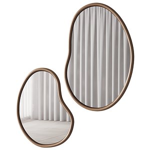 3D 344 sculptural organic Dim Mindi wood Mirrors model