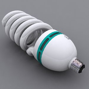 3d compact fluorescent lightbulb light model
