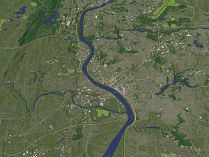 Springfield Massachusetts USA in 20 km x 20 km - city and urban