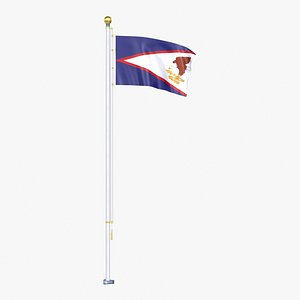 USA States american samoa Flag Stand Pole Animated