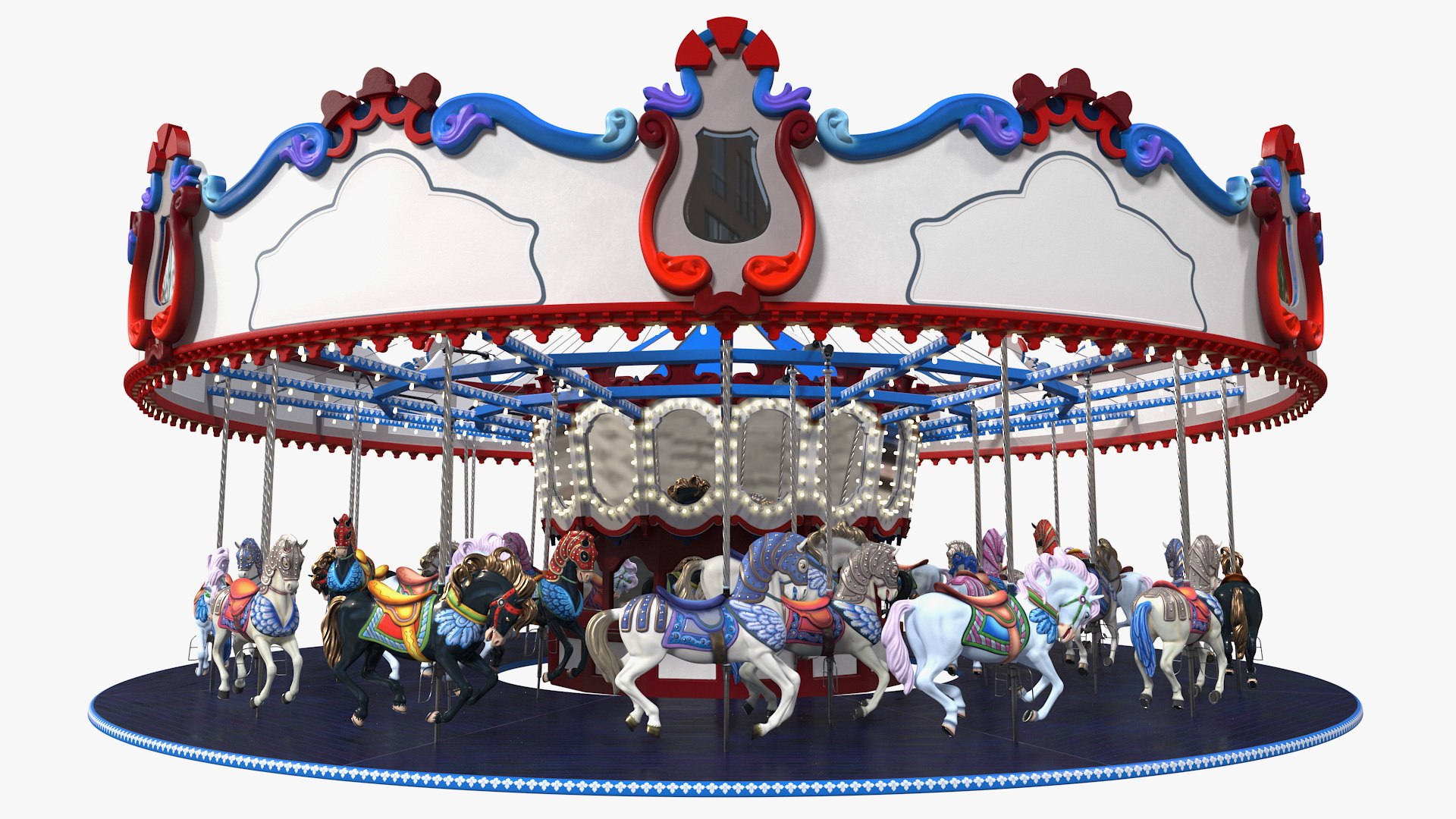 Park Carousel with Horses 3D model preview
