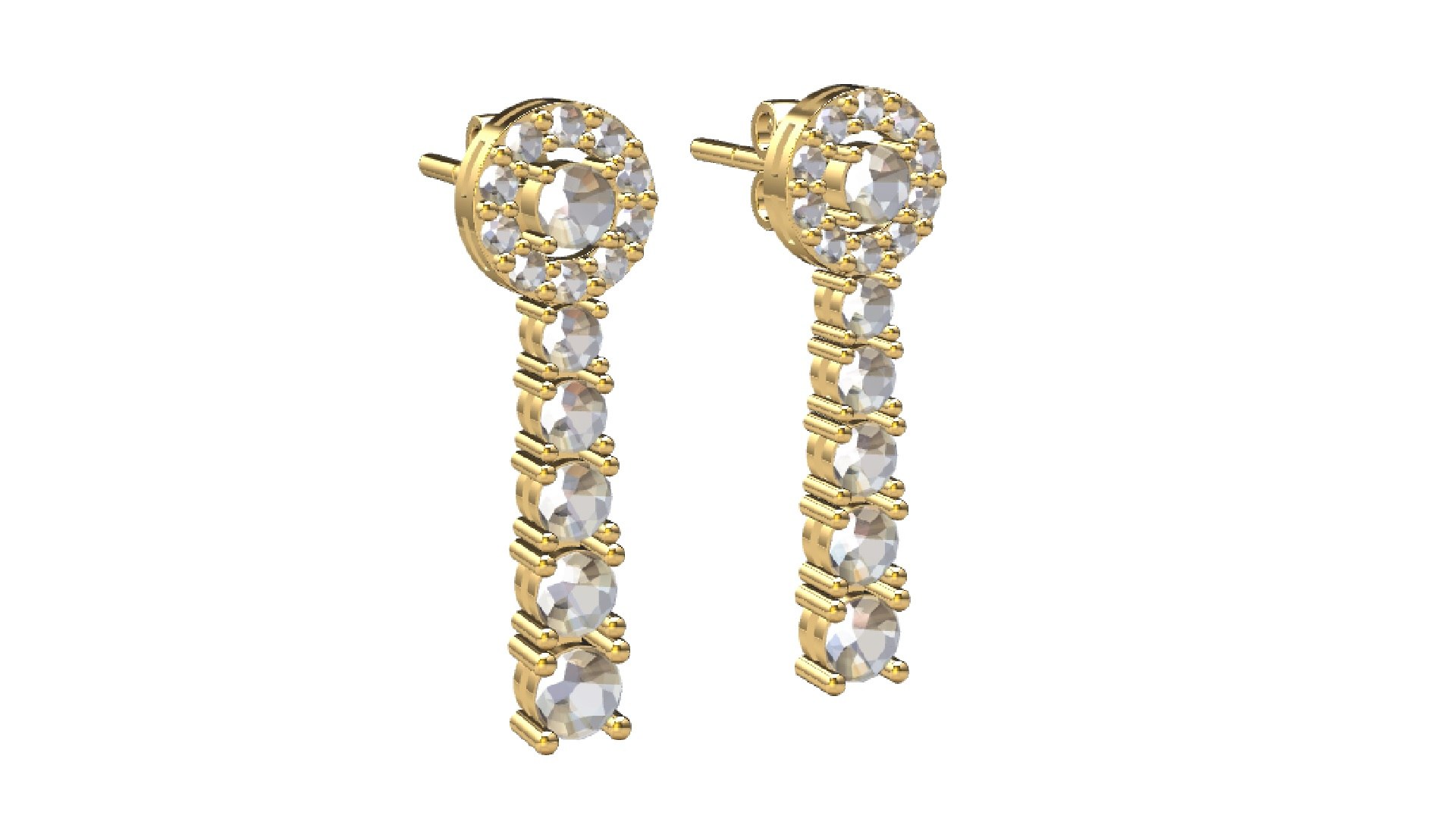 Elegant Diamond Drop Earring Model - TurboSquid 2407135