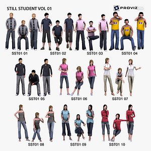 3D People 30 Still 3D Student Vol 01 3D model