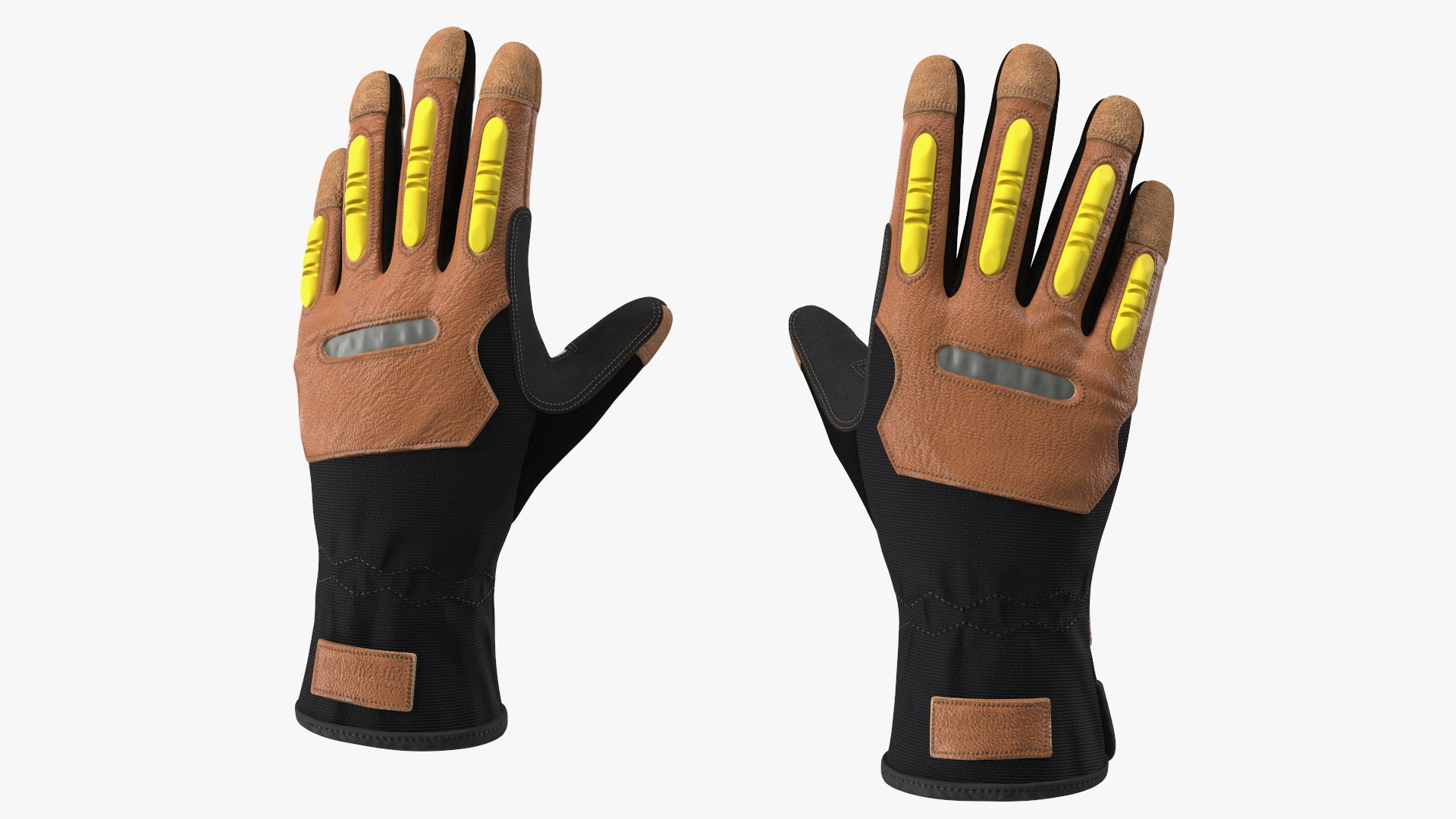 Safety Leather Neoprene Gloves with Knuckle Guards Rigged for Modo 3D model preview