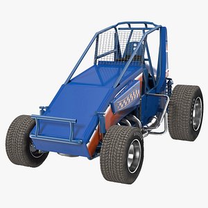 Non-wing Sprint Car Blue 3D Model