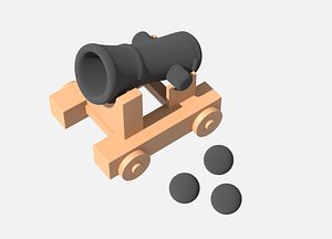 3D model medieval cannon