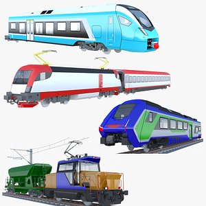 3D European trains big collection