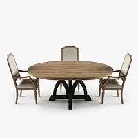 Corsica Round Dining Table Upholstered Arm Chair