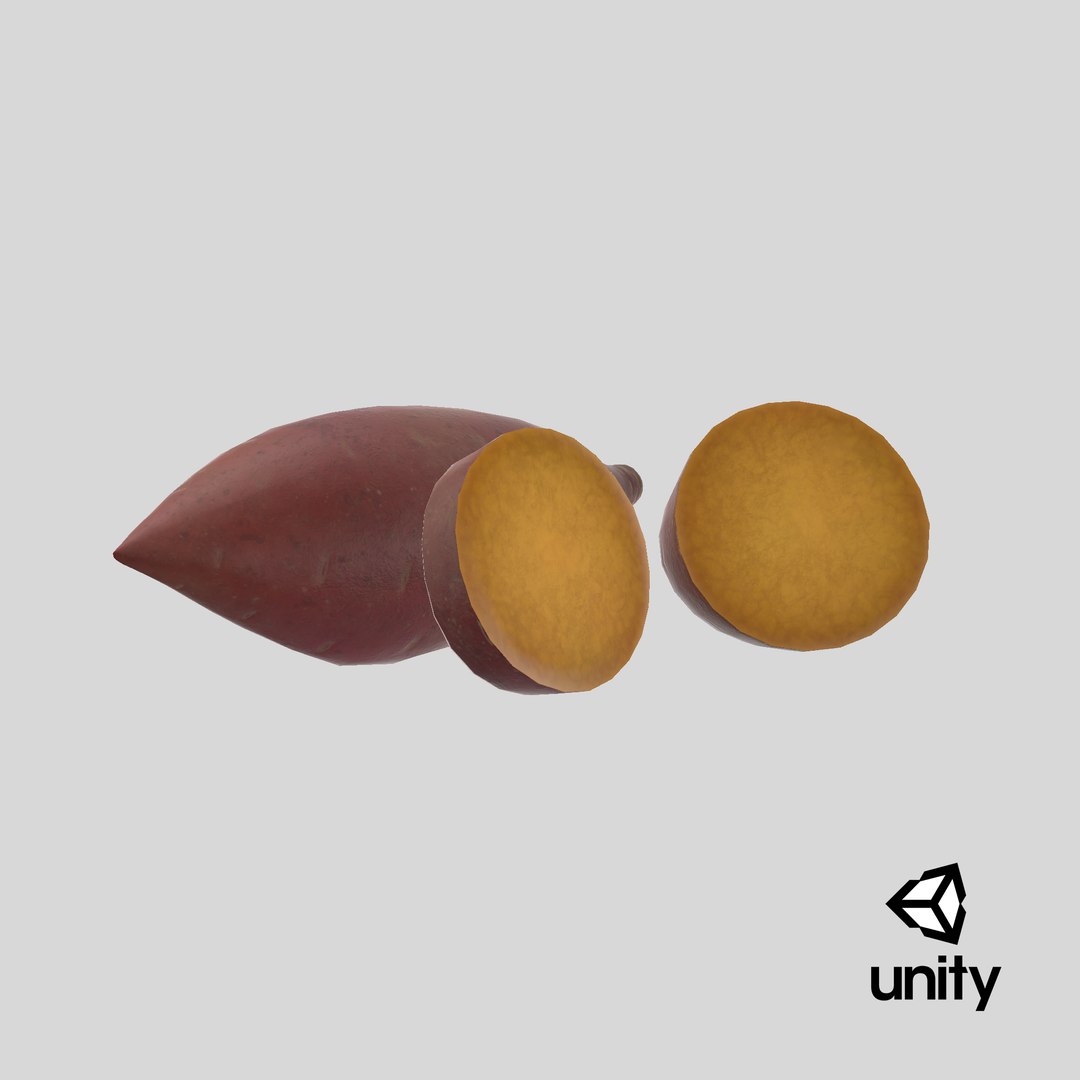 3D Cartoon Sweet Potato model https://p.turbosquid.com/ts-thumb/E7/OJeD02/Qx/stemcell_unity_render/png/1687337134/1920x1080/fit_q87/e4413106d4e630d7228bcde189eff719d3a1d9b3/stemcell_unity_render.jpg
