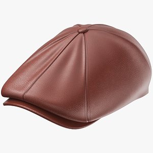 3D Leather Flat Cap 02