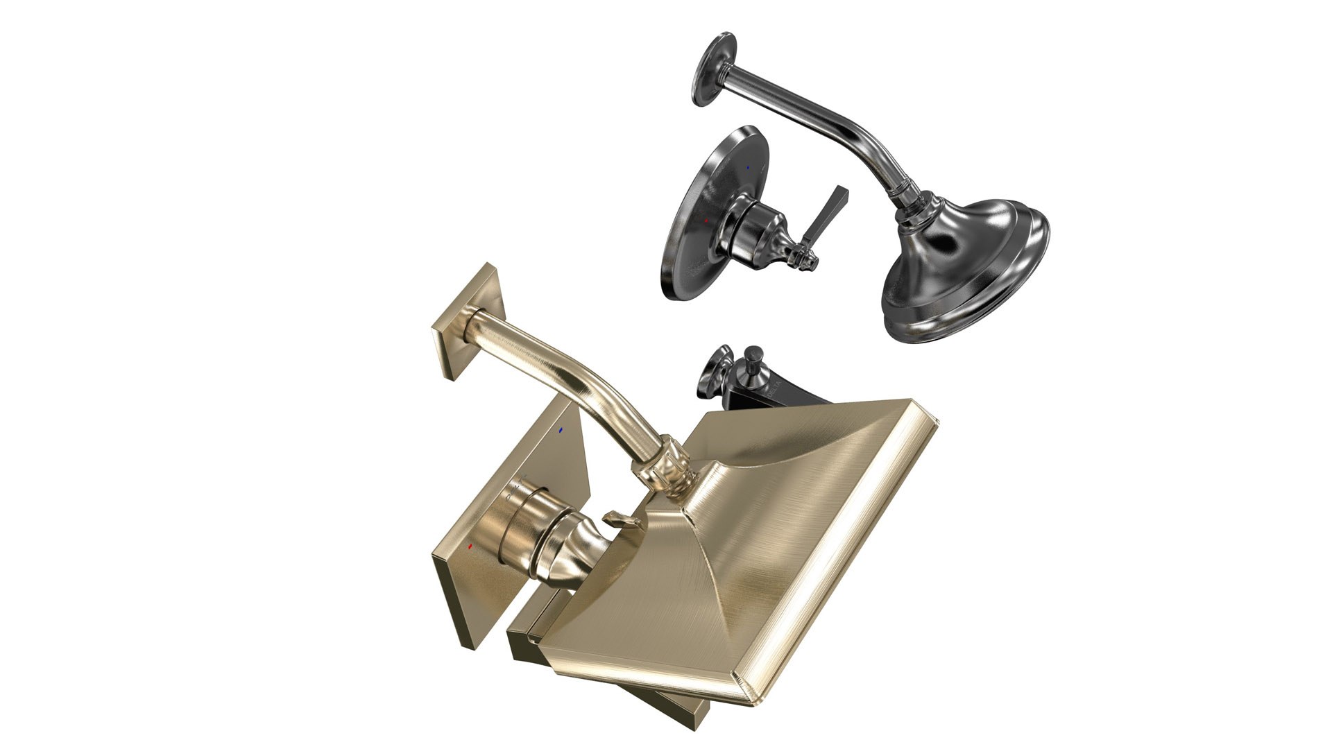 3D Delta Shower Head Mixer Brass Black Finish TurboSquid 1875535