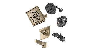 3D Delta shower head mixer brass black finish
