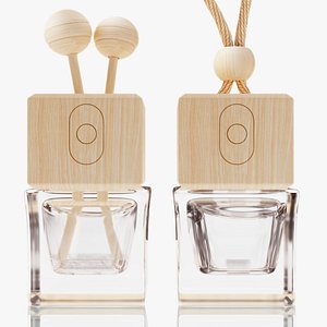 Wooden Glass Diffuser Transparent Bottle with Tag- 3D Model Ready to Render inside Blender and Cycle