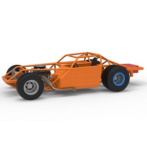 3D Vintage Dirt late model Race car Base Version 4 Scale 1 to 25