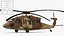 3D Twin Turbine Military Helicopter with Side Doors Brown Used Rigged model