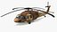 3D Twin Turbine Military Helicopter with Side Doors Brown Used Rigged model