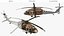 3D Twin Turbine Military Helicopter with Side Doors Brown Used Rigged model