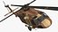 3D Twin Turbine Military Helicopter with Side Doors Brown Used Rigged model
