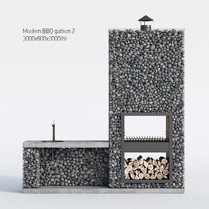 modern bbq gabion obj