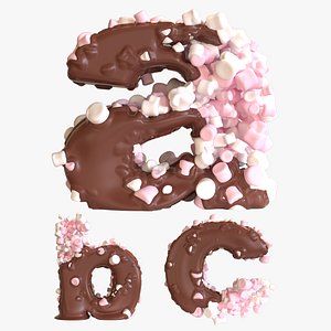 3D model Marshmallows with Chocolate Alphabet - LOWERCASE - ModelGraphics