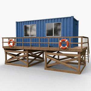 PBR Outdoor Beach Lifeguard Container Office 3D