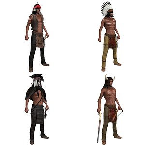 3D native american rigged pack model